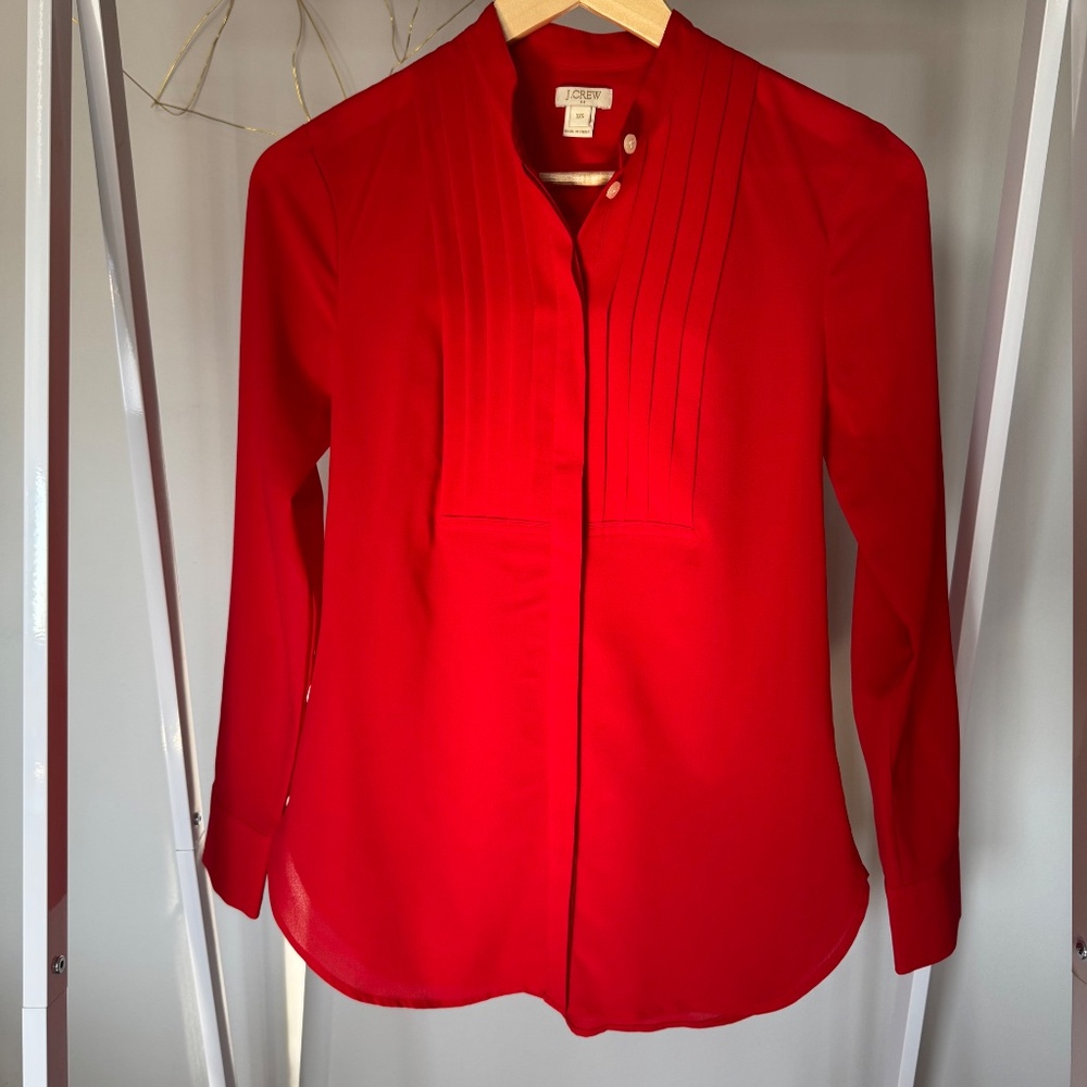 J Crew Factory Red Tuxedo Button Down - image 4